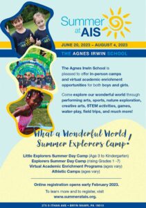 Elementary Connections Digital Edition advertisement for Agnes Irwin Summer Camps