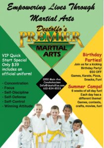 Elementary Connections Digital Edition advertisement for Destolfo's Premier Martial Arts