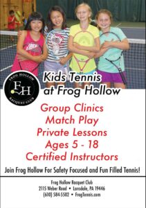 Elementary Connections Digital Edition advertisement for Frog Hollow Racquet Club Kids Tennis