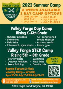 Elementary Connections Digital Edition advertisement for Valley Forge Summer Camp
