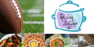 Lazy Slow Cooker logo with a footbal and recipes